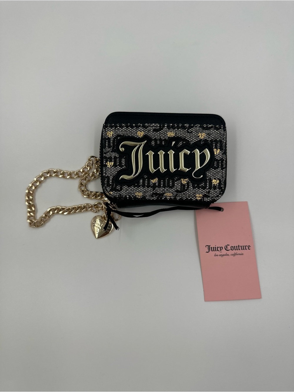 Juicy Couture Black Gold Logo Wallet Wristlet